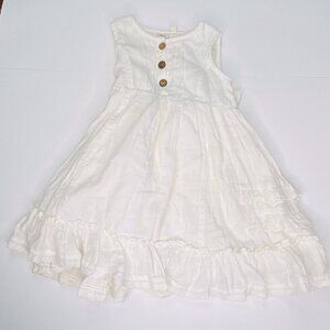Ren & Rouge Baby Girls Off White Pleated Sleeveless Full Dress 18M Prairie Boho